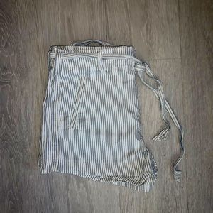 White & Navy Striped American Eagle Shorts